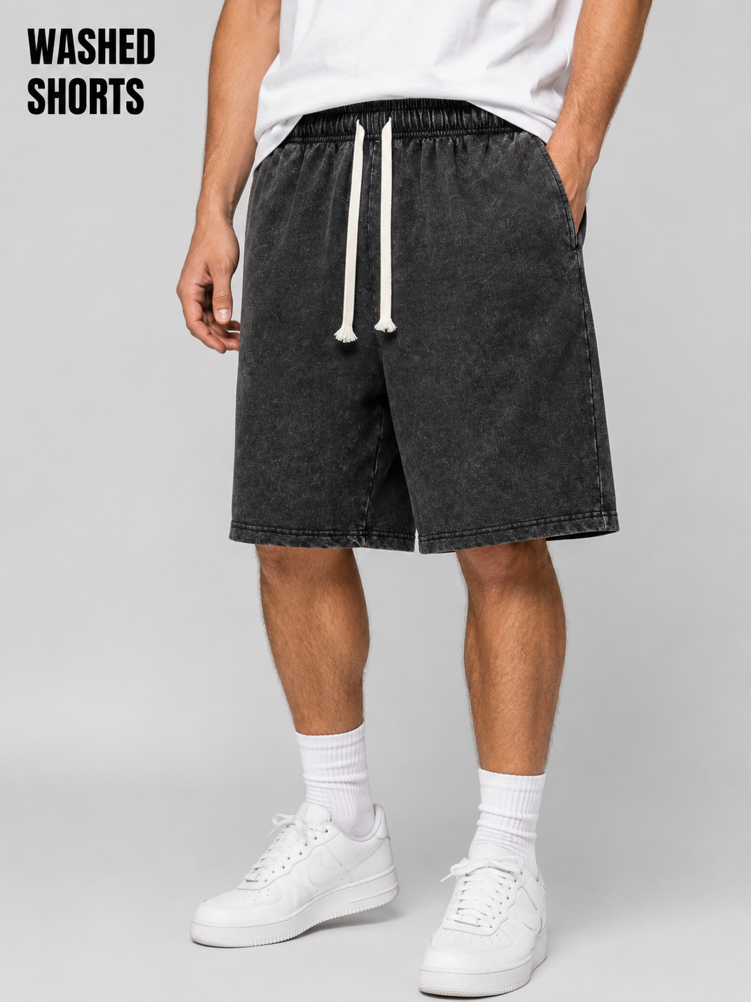 Men's Washed Drawstring Shorts