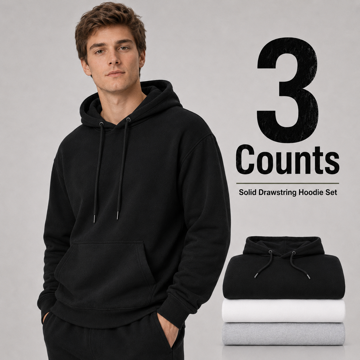 3-Pack Men's hooded fleece sweatshirt