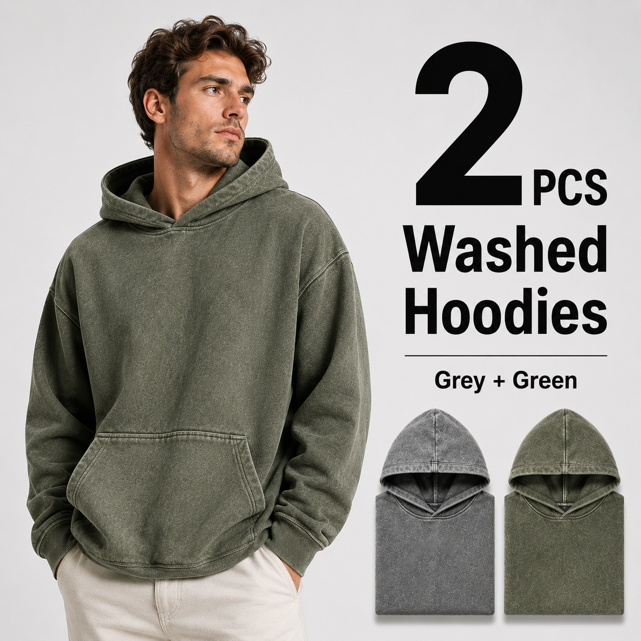 2-Pack Men's Vintage Washed Hoodies