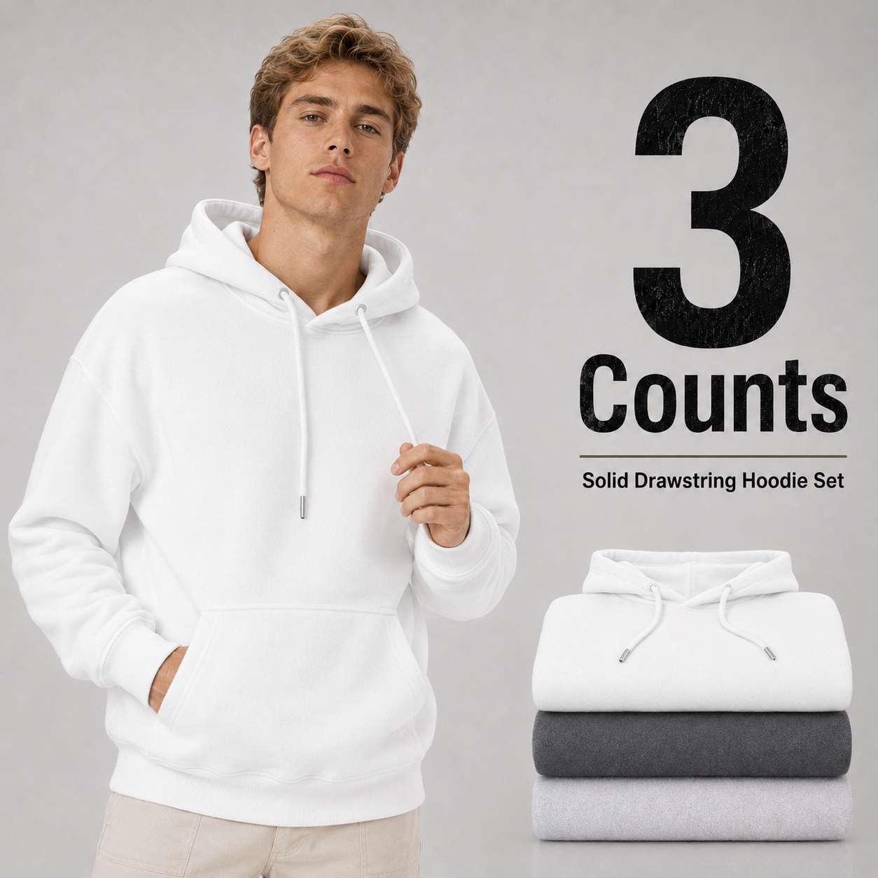 3-Pack Men's hooded fleece sweatshirt