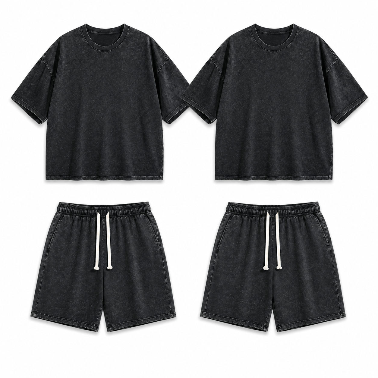 2-Sets Men's Washed Cotton T-shirt & Shorts Set