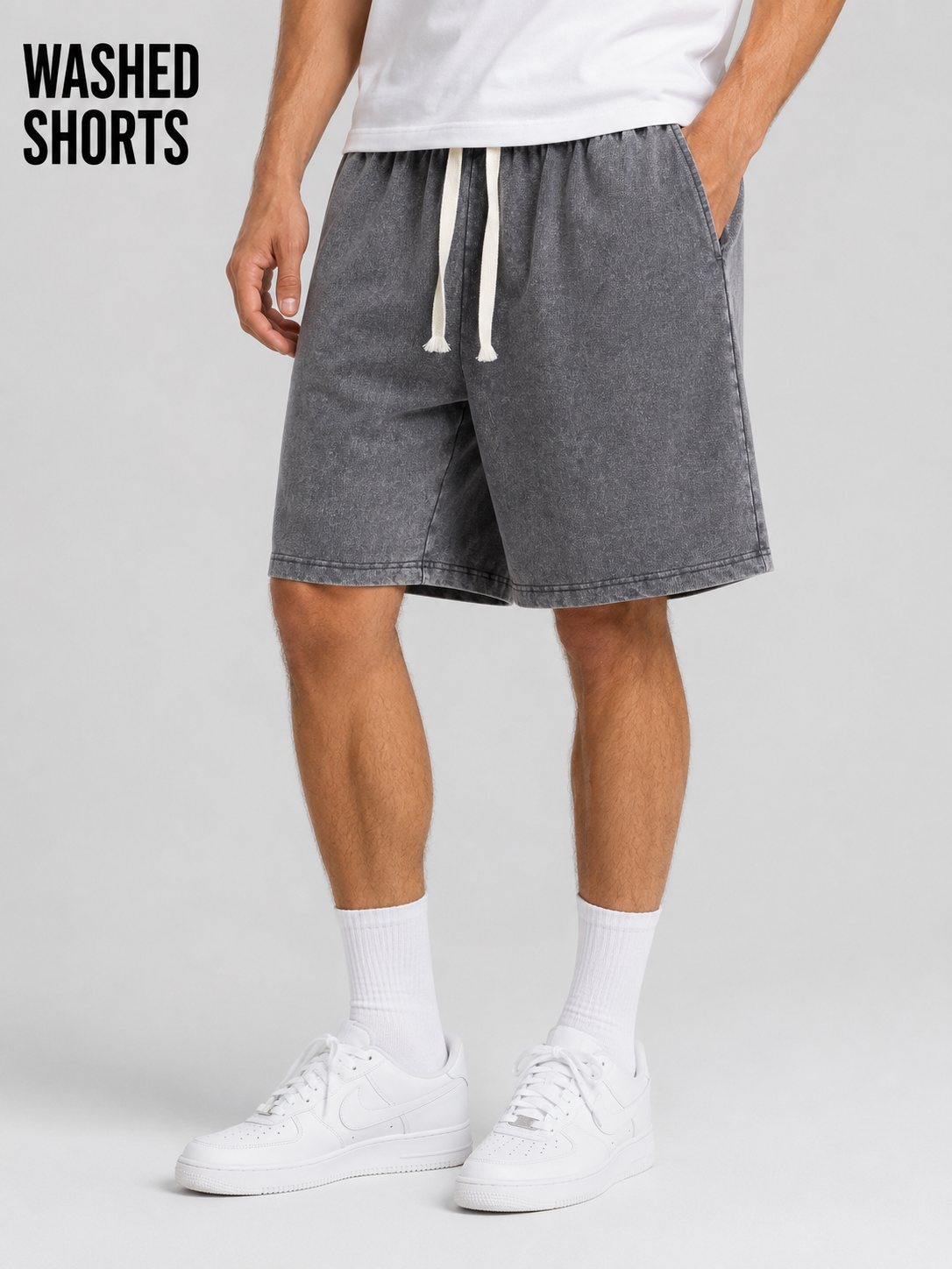 Men's Washed Drawstring Shorts