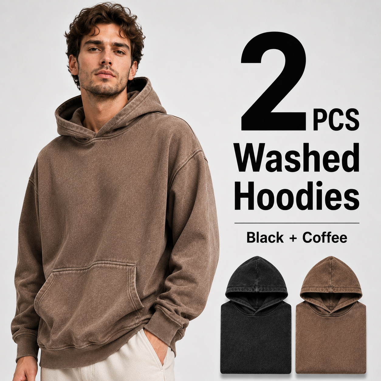 2-Pack Men's Vintage Washed Hoodies