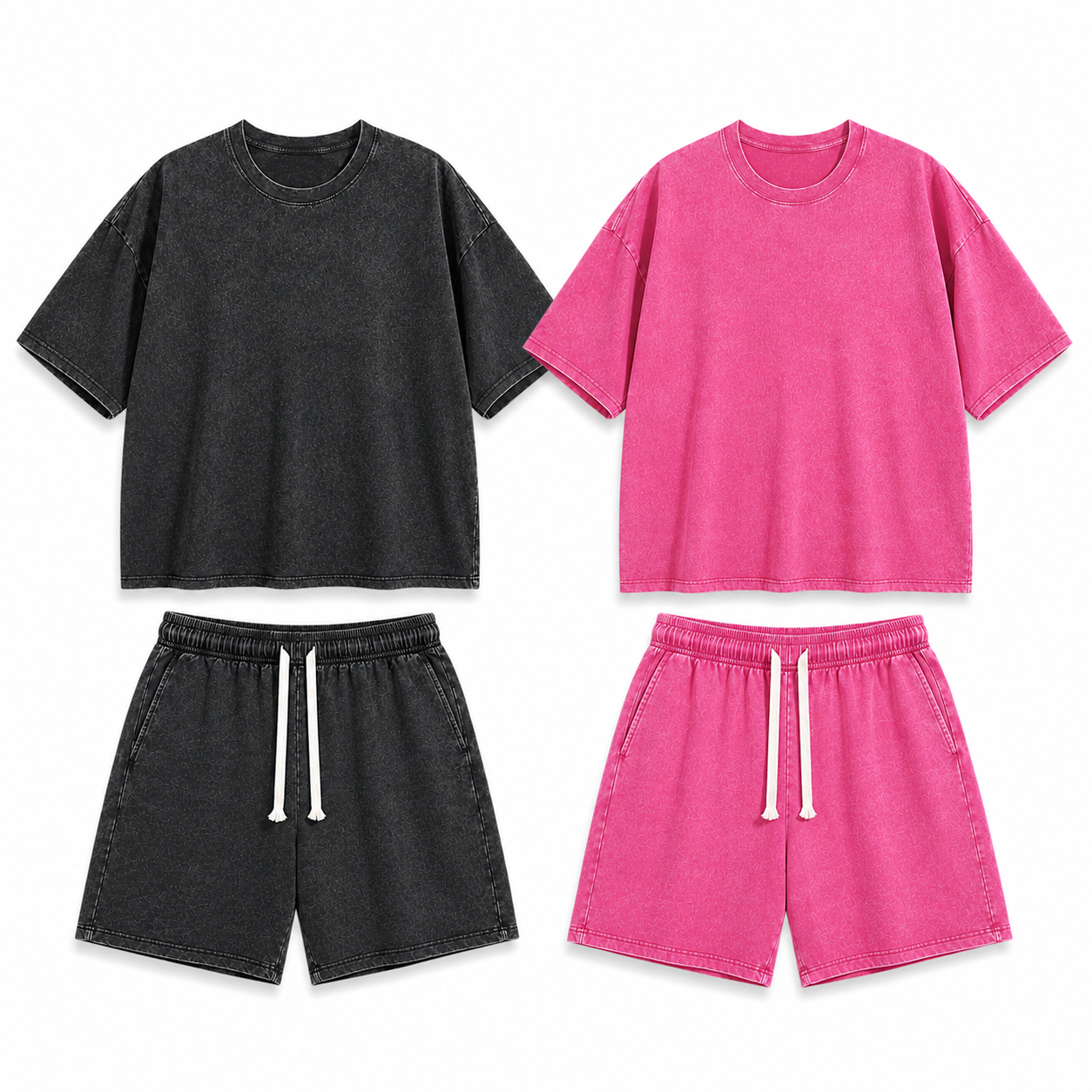 2-Sets Men's Washed Cotton T-shirt & Shorts Set