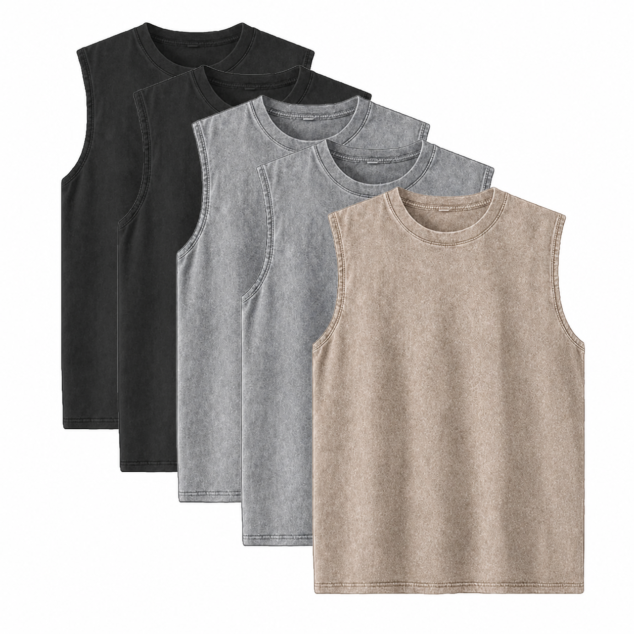5-Pack Multi-color Washed Tank Tops