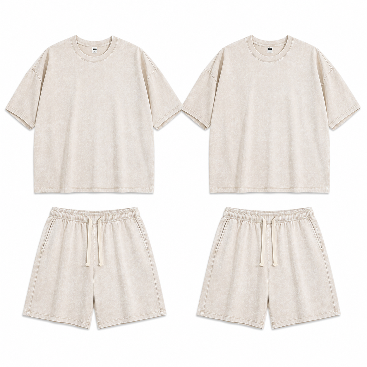 2-Sets Men's Washed Cotton T-shirt & Shorts Set