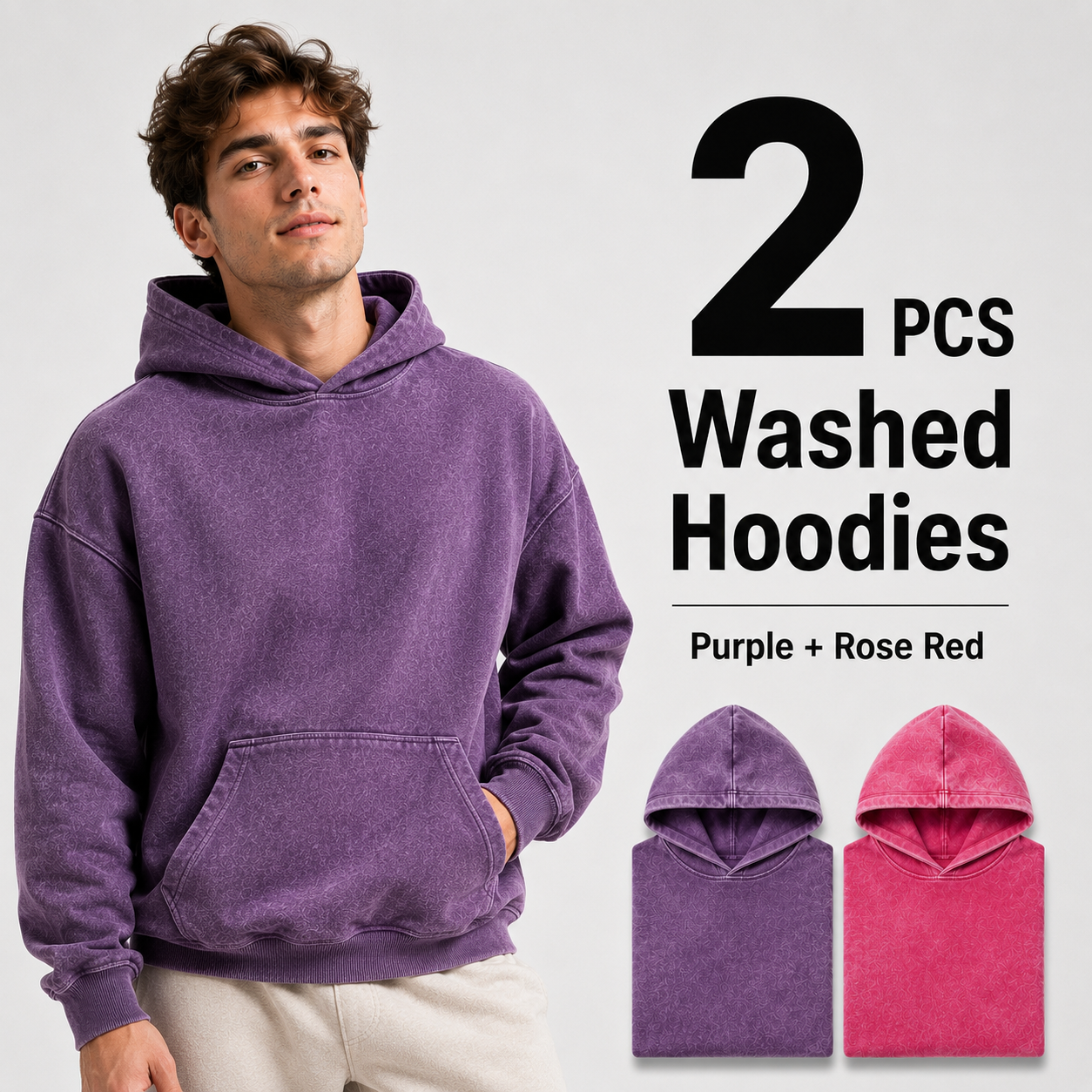 2-Pack Men's Vintage Washed Hoodies