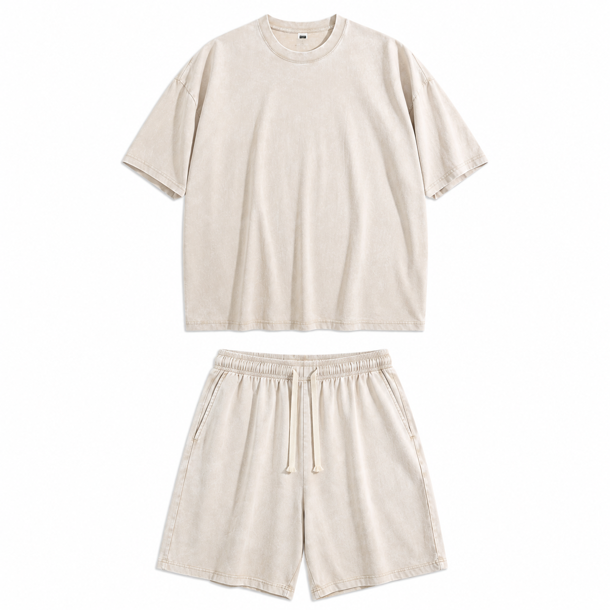 Men's Washed Cotton T-shirt & Shorts Set