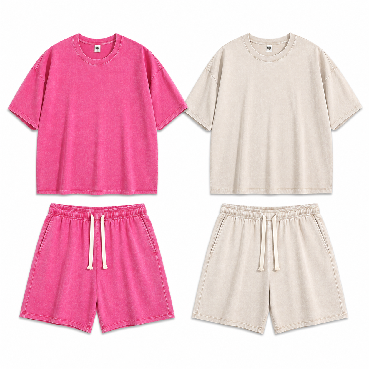 2-Sets Men's Washed Cotton T-shirt & Shorts Set