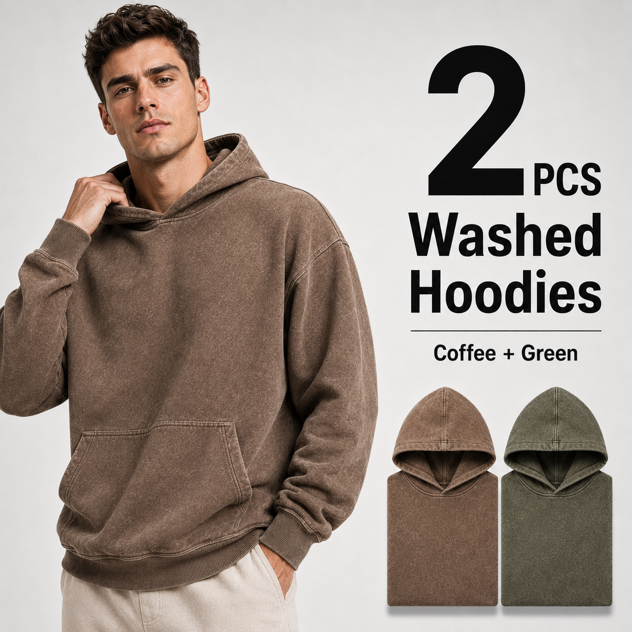 2-Pack Men's Vintage Washed Hoodies