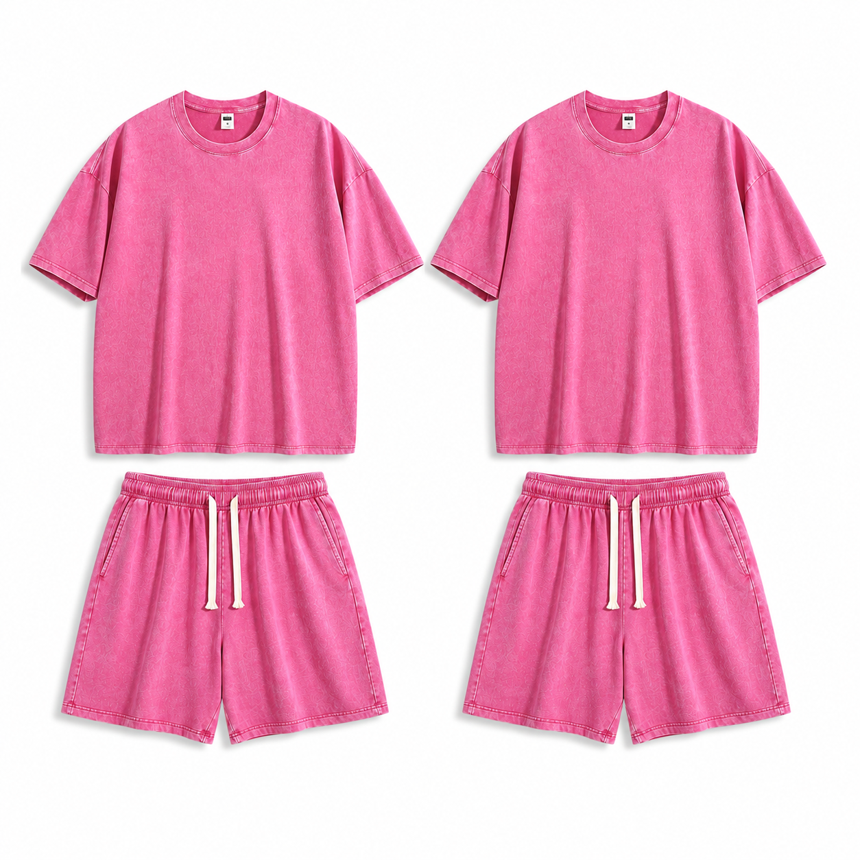 2-Sets Men's Washed Cotton T-shirt & Shorts Set