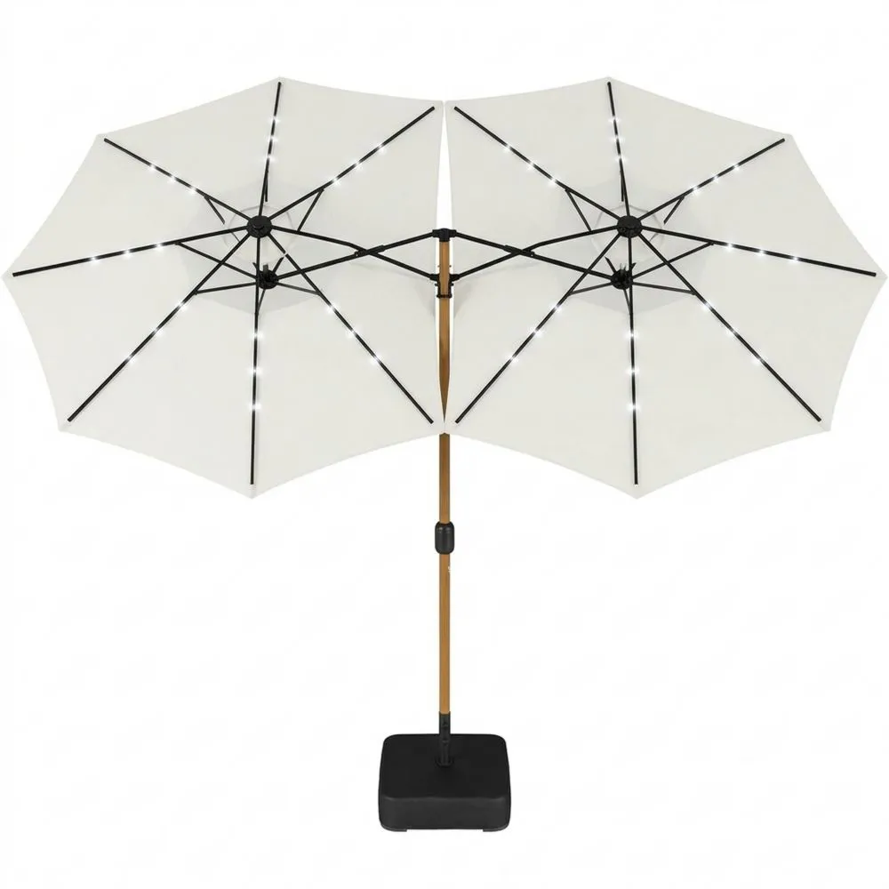 Sombrilla Doble para Terraza con Luces LED y Protección UV
