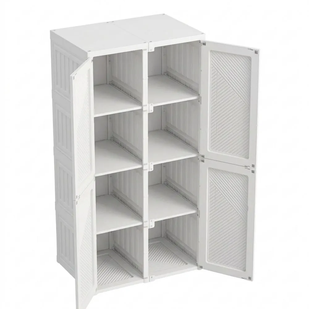 Armario para Dormitorio con 5 Compartimentos de Almacenamiento y Barra de Suspensión, Blanco