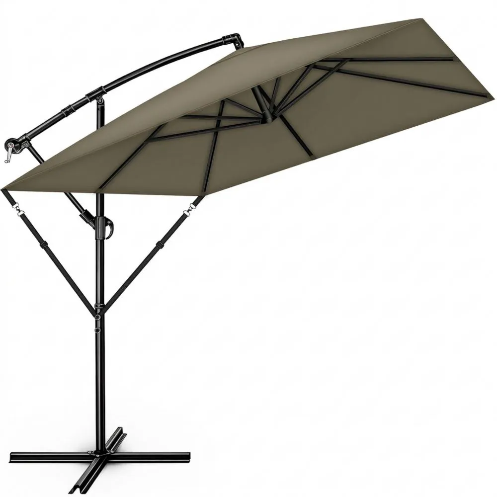 Sombrilla de Jardín Rectangular de 330 cm con Manivela y Funda, Protección UV e Impermeable