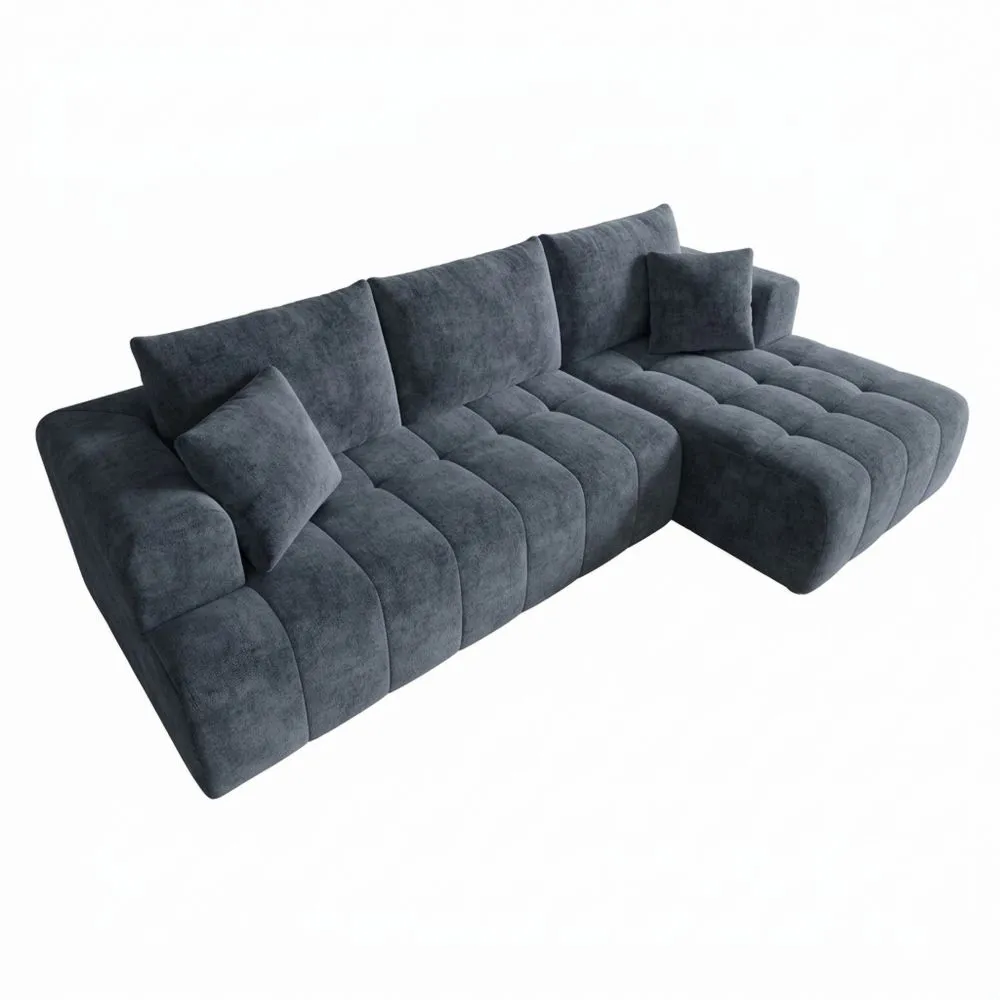 Sofá Modular Esquinero de Chenilla Azul