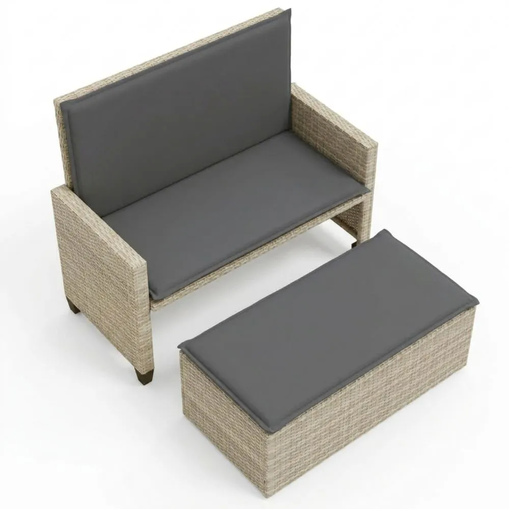 Sofá Exterior Modular Dos Plazas con Reclinable y Taburete