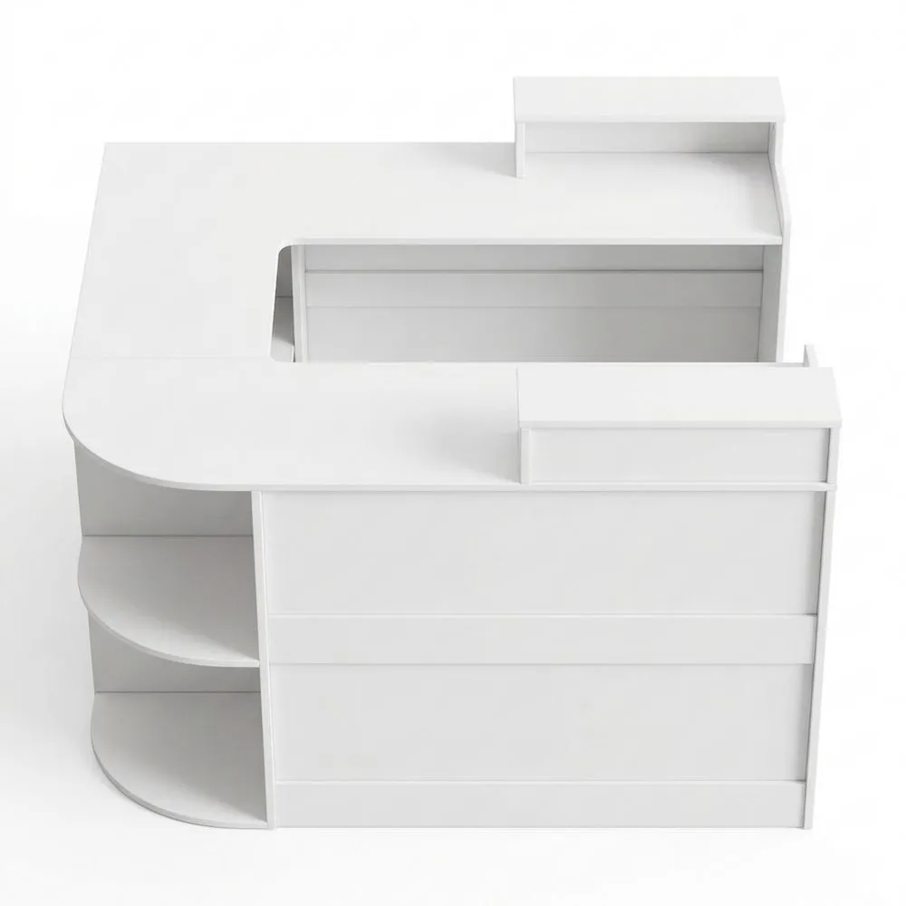 Mostrador de recepción en L con LED y cajones