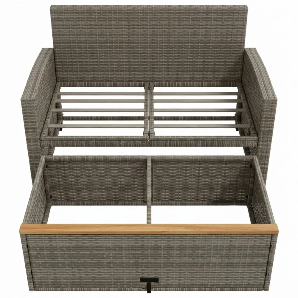 Sofá de Jardín de 2 Plazas con Almacenaje y Cojines