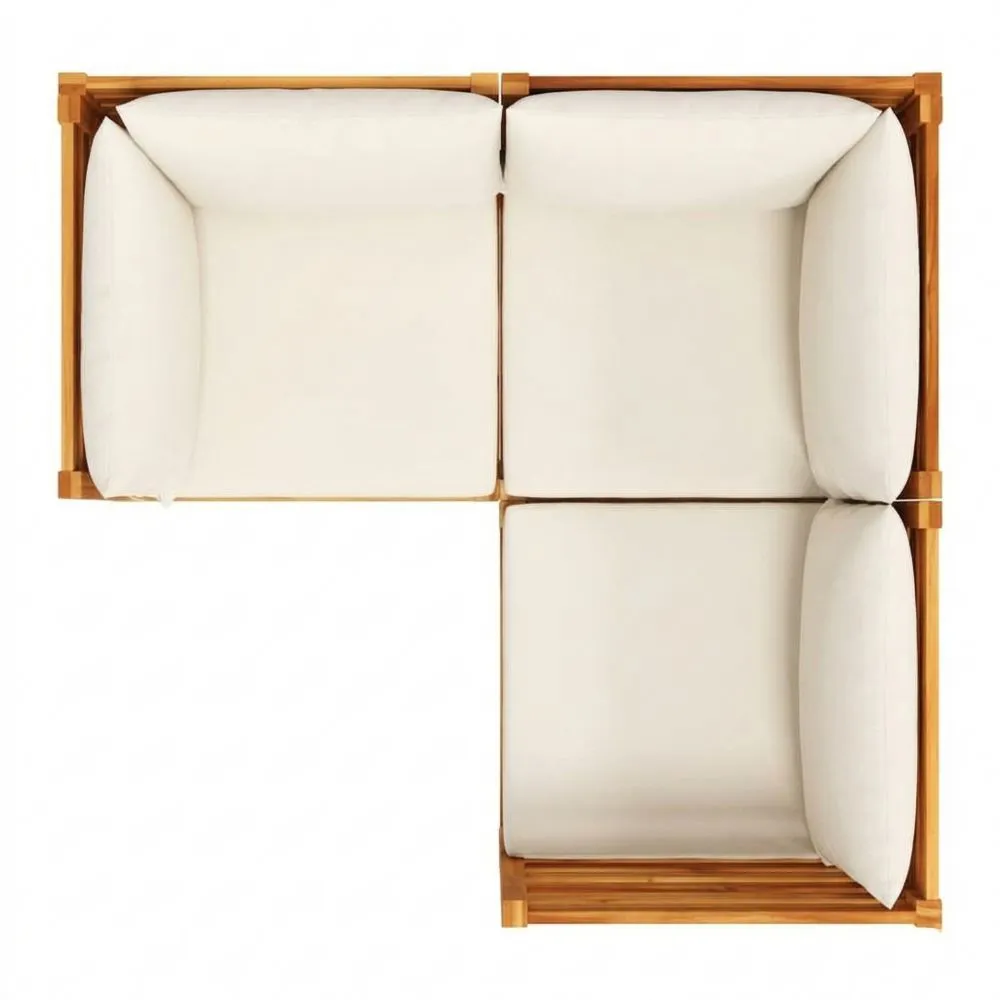 Sofá de Jardín para Exteriores de 2 Plazas con Cojines de Madera y Ratán