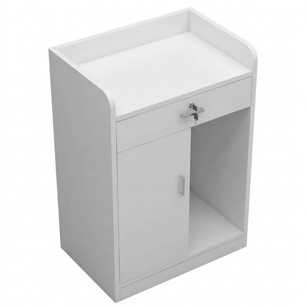 Mostrador de Madera Blanca para Tiendas y Recepciones, Ideal para Supermercados y Hoteles