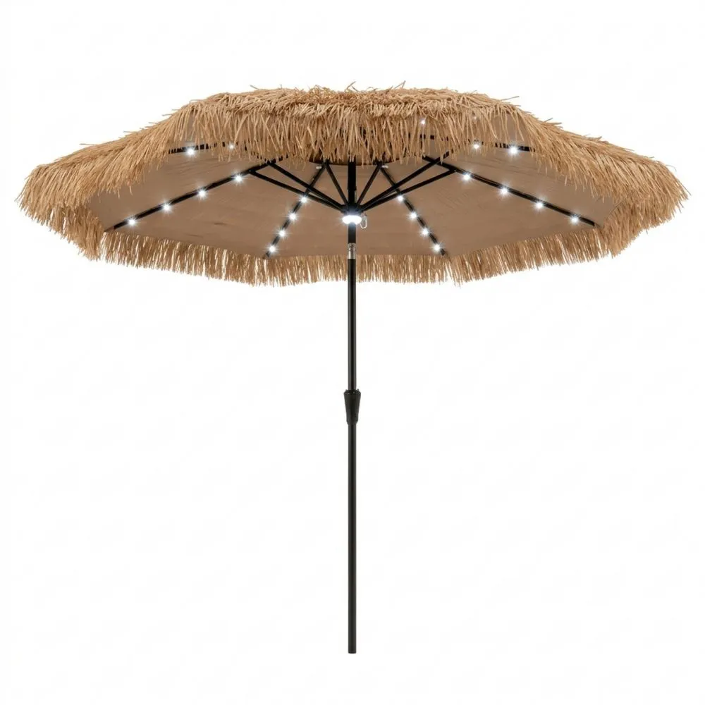 Sombrilla de Techo de Paja para Exterior con Inclinación Ajustable