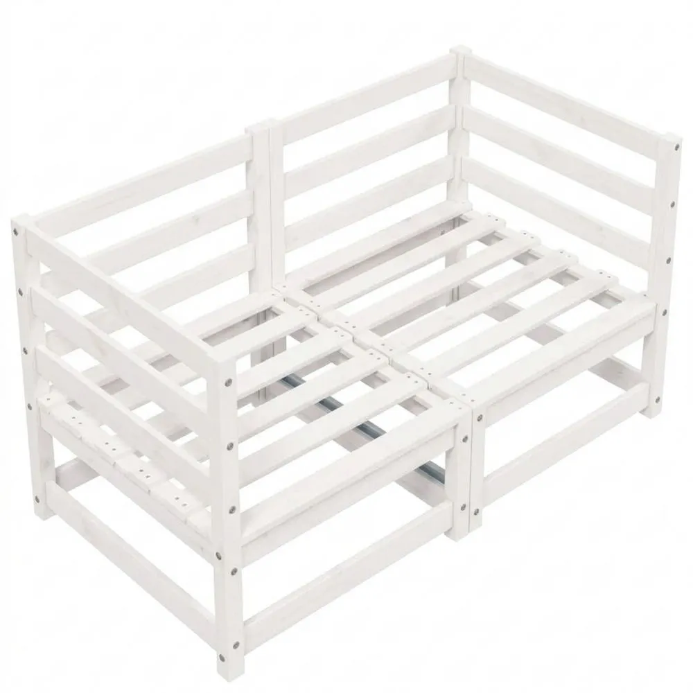 Sofá de Jardín 2 Plazas con Cojines para Exterior en Blanco