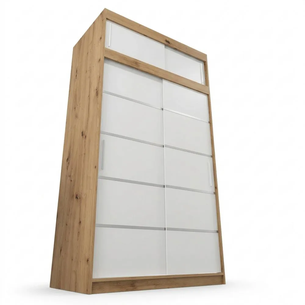 Armario Puerta Corredera con Barra y Estante Roble Blanco