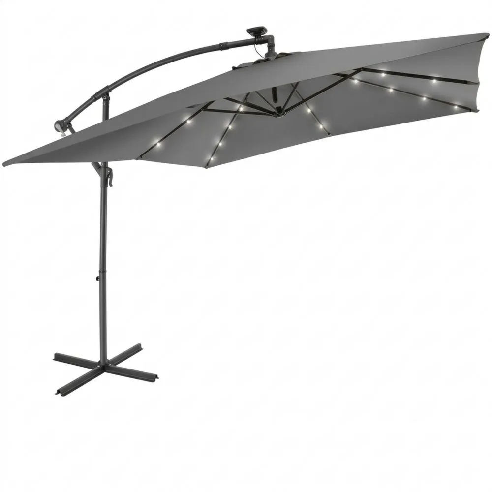 Sombrilla de Terraza con Iluminación LED Solar e Inclinación Ajustable para Exterior 250cm