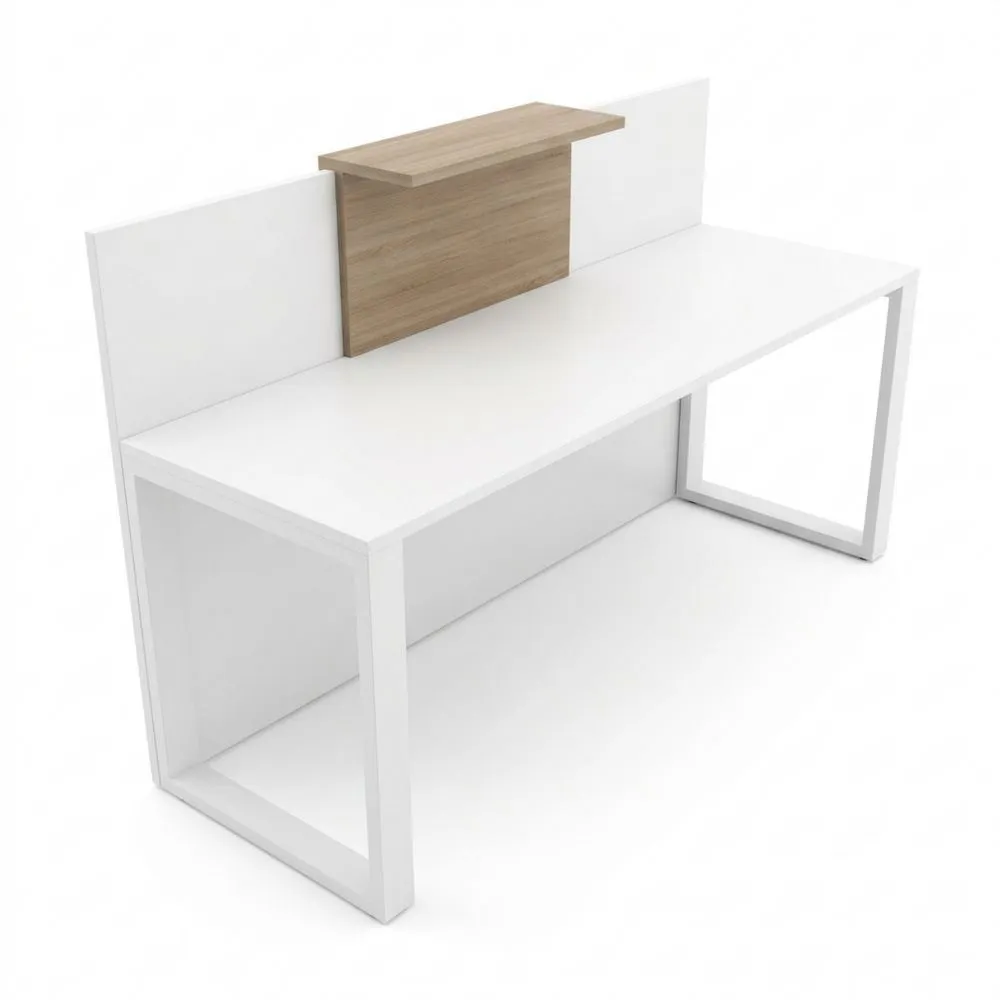 Mostrador de Recepción y Oficina, Montaje Fácil, Estructura de Metal Bicolor, Acabado en Olmo