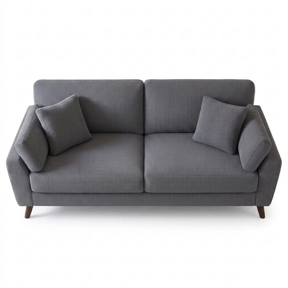 Sofá Moderno de Tres Plazas con Tapizado Cómodo y Patas Altas en Gris