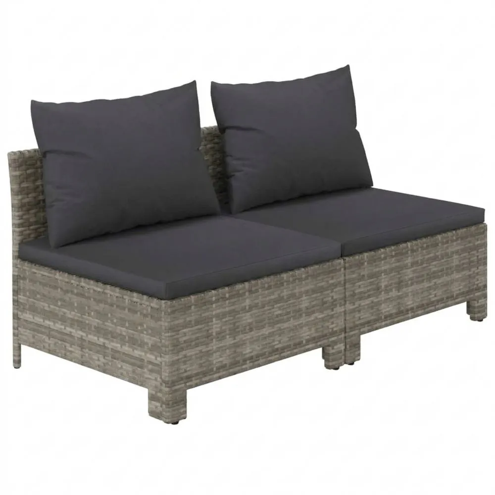 Sofá de Jardín de 2 Plazas con Cojines de Ratán Sintético Gris