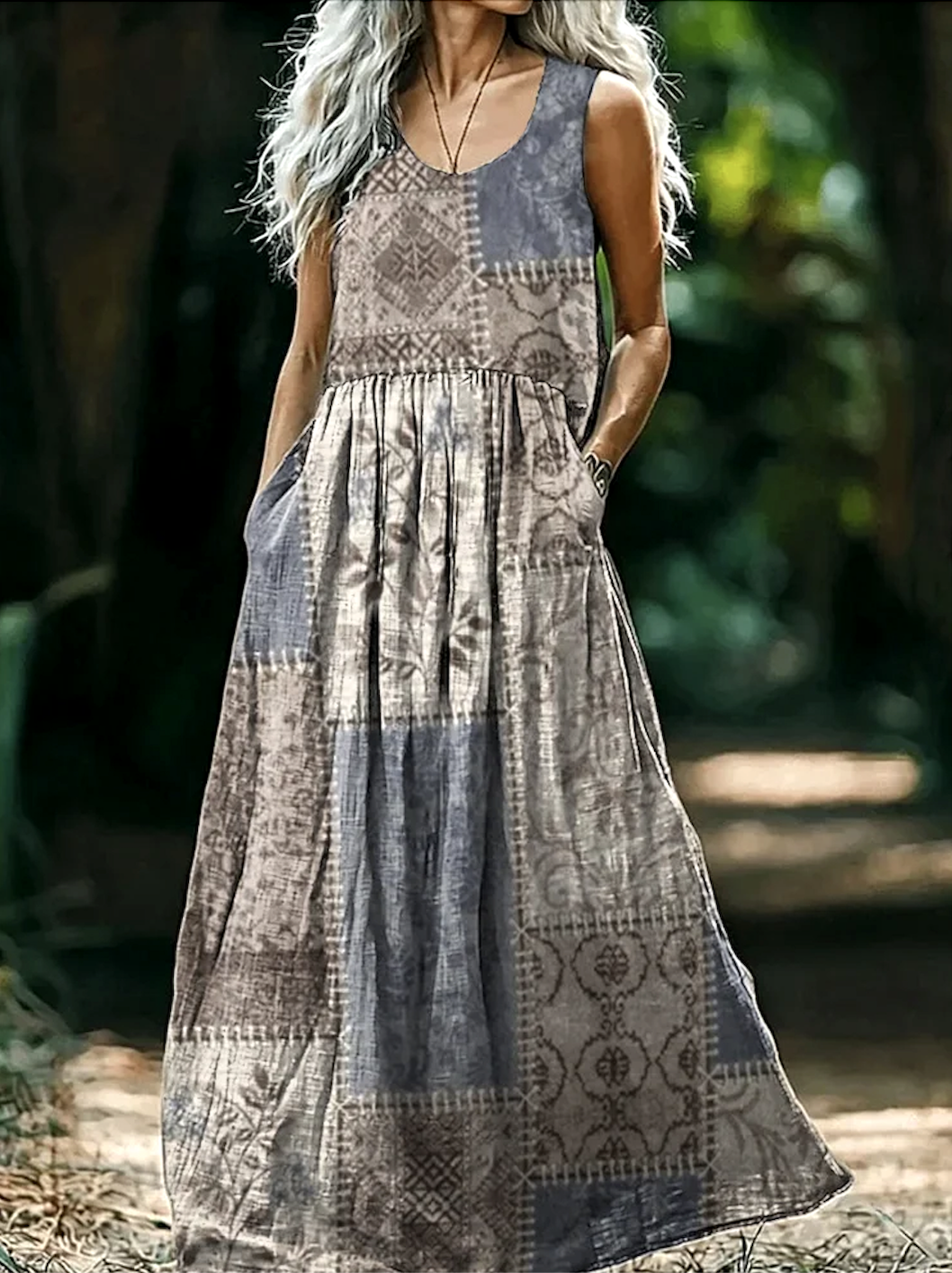 Casual Crew Neck Geometric Dress