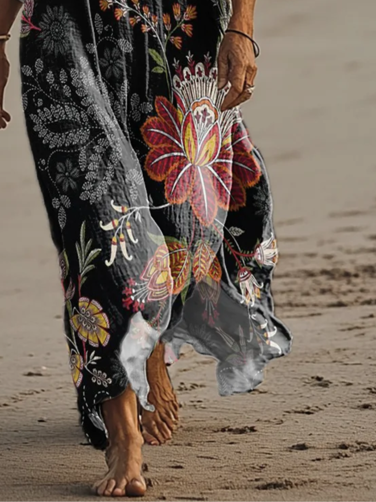 Casual V Neck Ethnic Dress