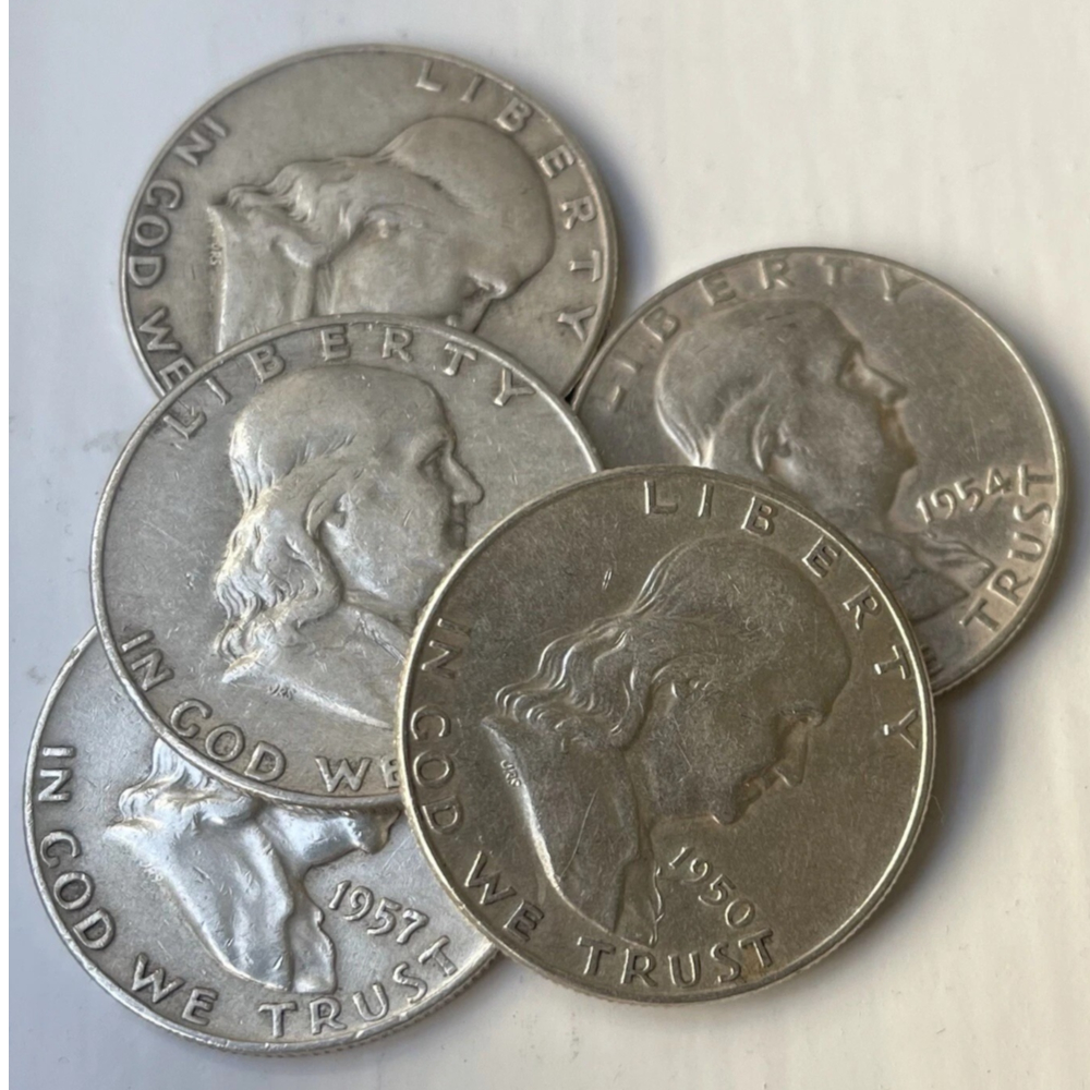 Silver Bar Benjamin Franklin Half Dollar Dates 1948-1963🔥