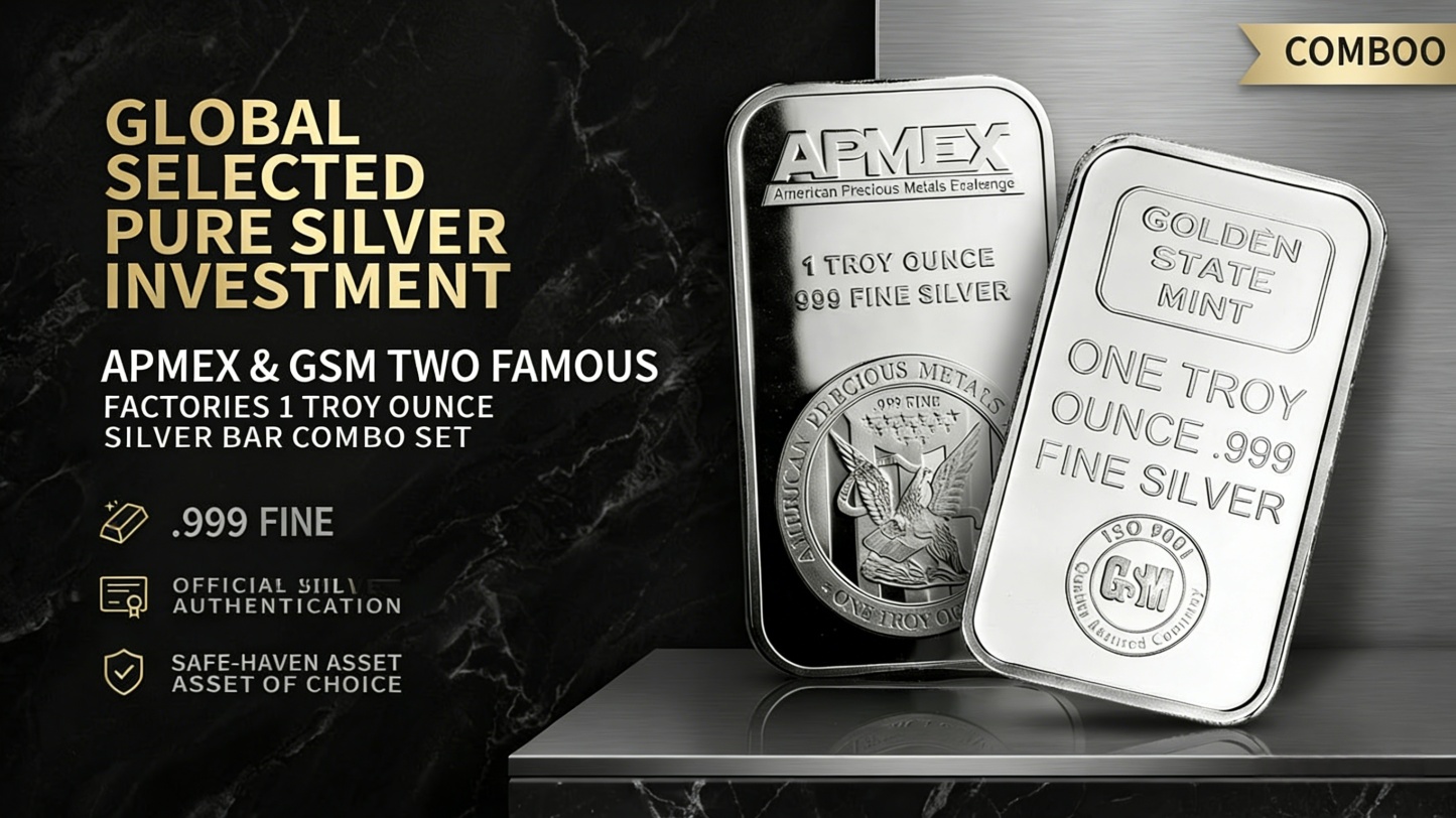 1oz .999 Fine Silver Bar Combo - APMEX + Golden State Mint