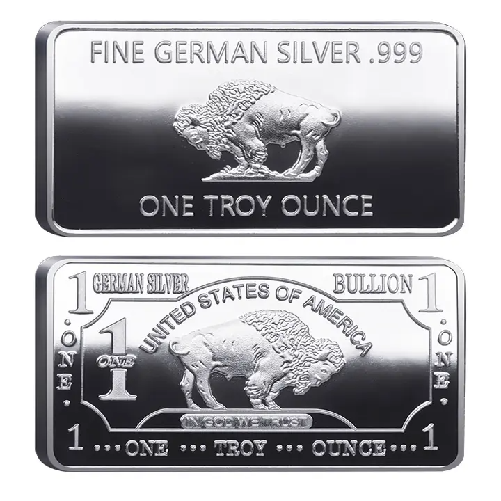 Buffalo Commemorative Silver Bar - 1 oz One Troy Ounce .999 Fine German Silver Bar