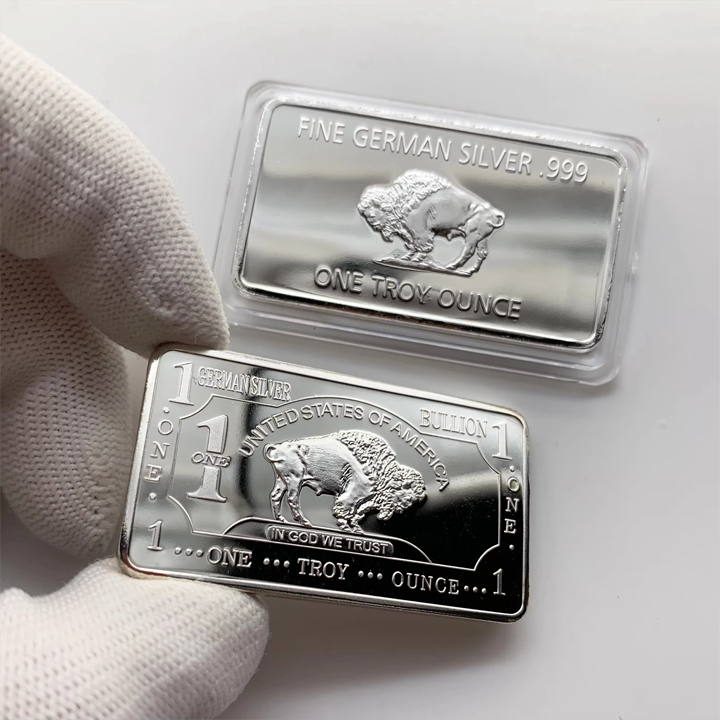 Buffalo Commemorative Silver Bar - 1 oz One Troy Ounce .999 Fine German Silver Bar
