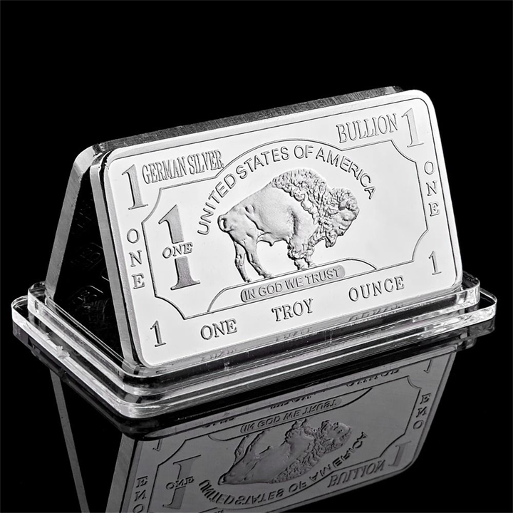 Buffalo Commemorative Silver Bar - 1 oz One Troy Ounce .999 Fine German Silver Bar