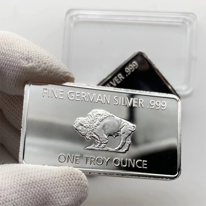 Buffalo Commemorative Silver Bar - 1 oz One Troy Ounce .999 Fine German Silver Bar