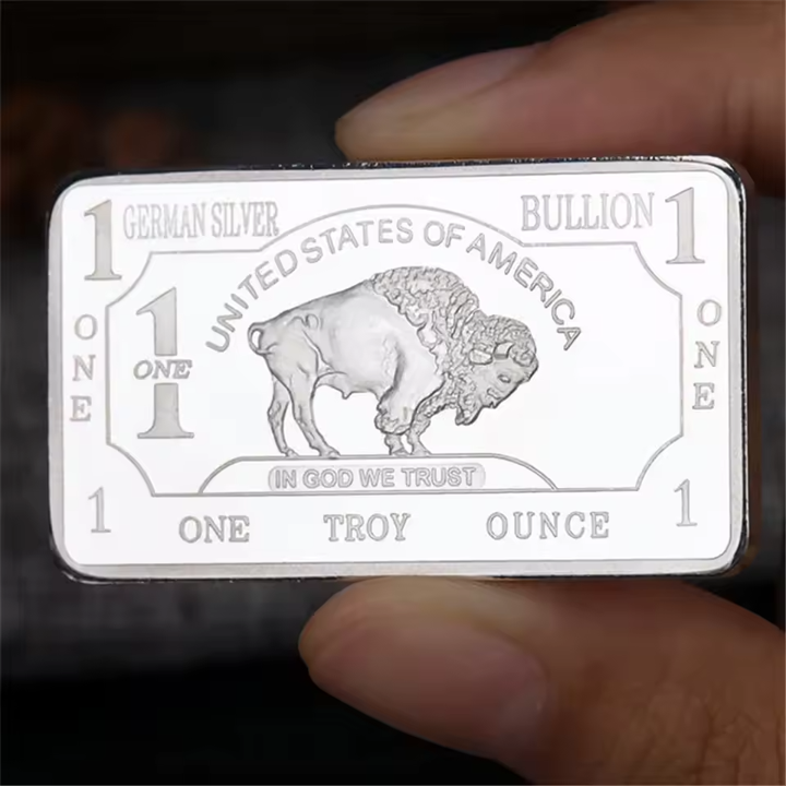 Buffalo Commemorative Silver Bar - 1 oz One Troy Ounce .999 Fine German Silver Bar
