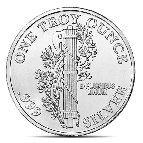 1 oz .999 Fine Silver Round Mercury Dime Design