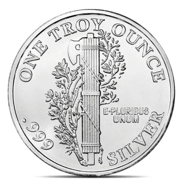 1 oz .999 Fine Silver Round Mercury Dime Design