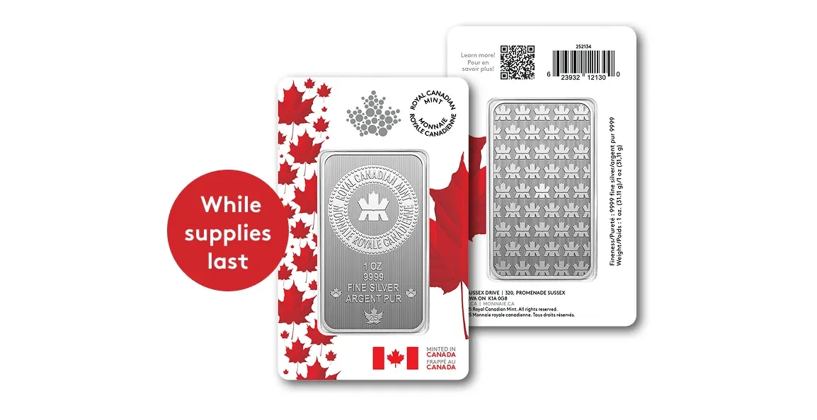 🍁2025 CANADA PREMIUM SILVER BULLION RCM Assay Packaging 1oz .9999 Silver Bar