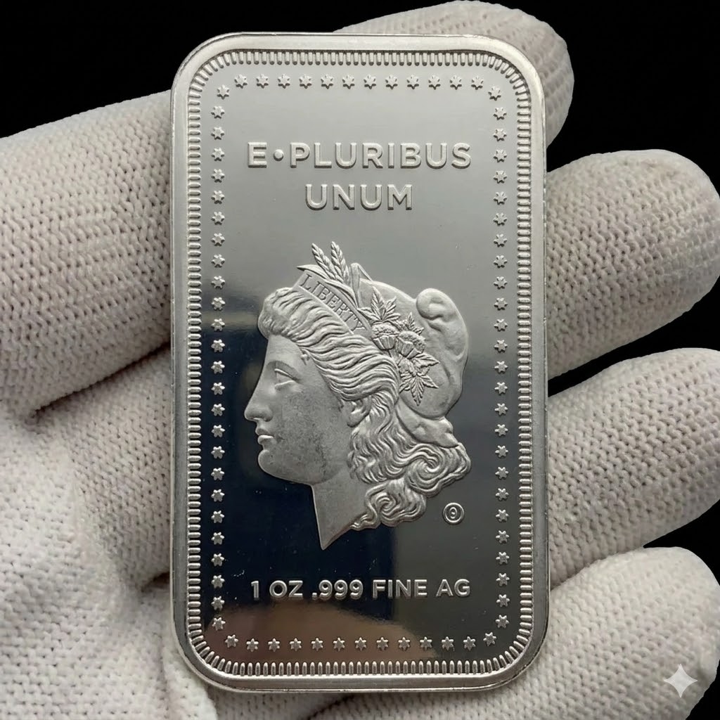 1 oz SilverTowne Morgan Liberty Head Silver Bar