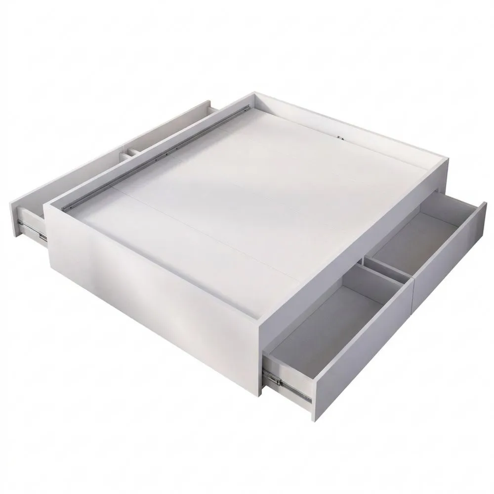 Cama de Dormitorio con Cuatro Cajones 135/140 x 190 cm – Color Blanco