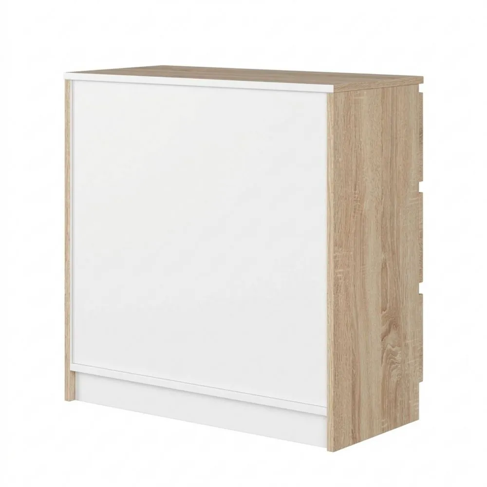 Cajonera con Puerta, Cajones y Estantes en Blanco y Roble Sonoma