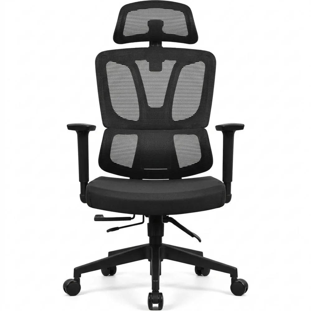 Silla ergonómica con reposabrazos ajustables y ruedas silenciosas