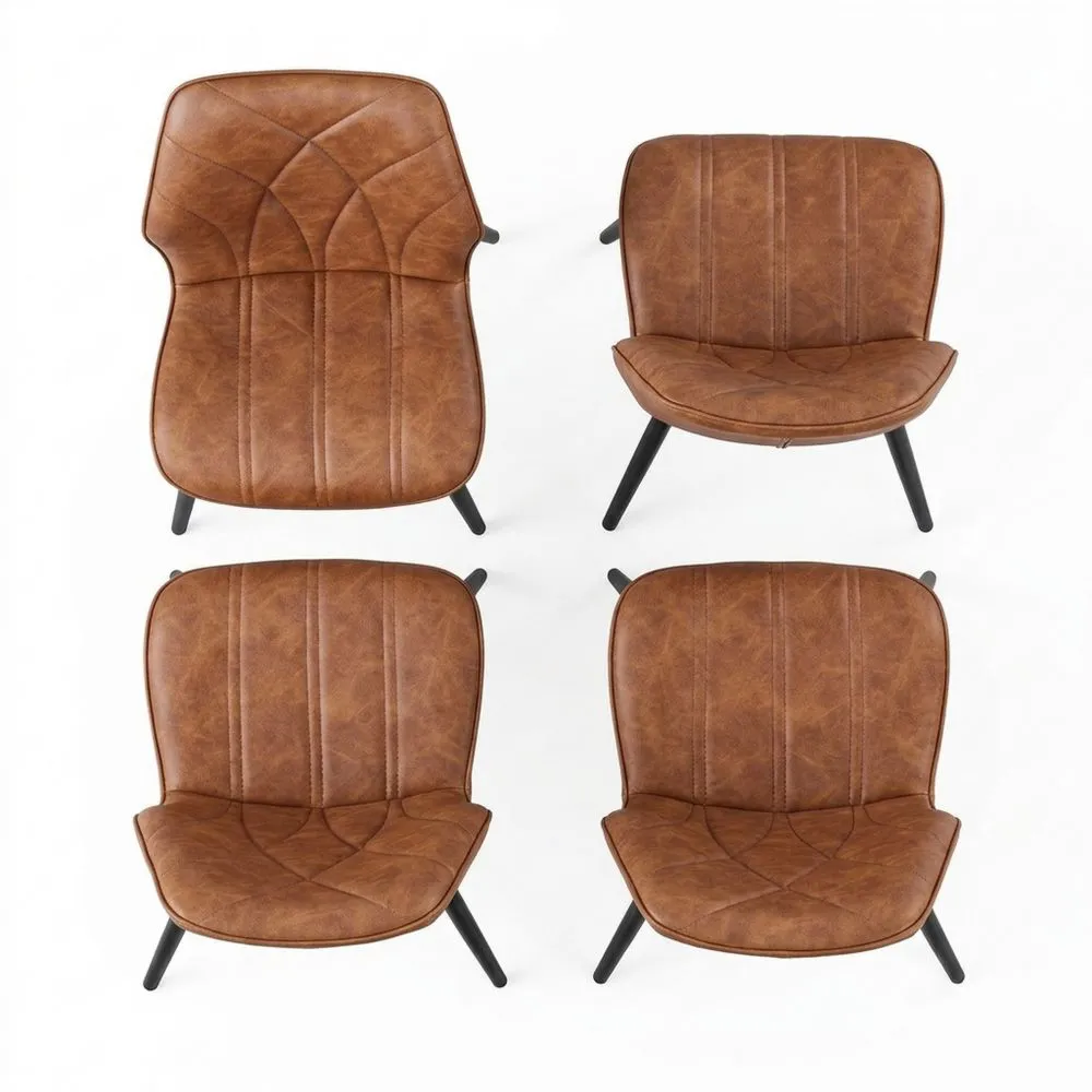 Sillas Nórdicas sin Brazos para Comedor con Asiento Acolchado y Patas de Metal Color Marrón Retro