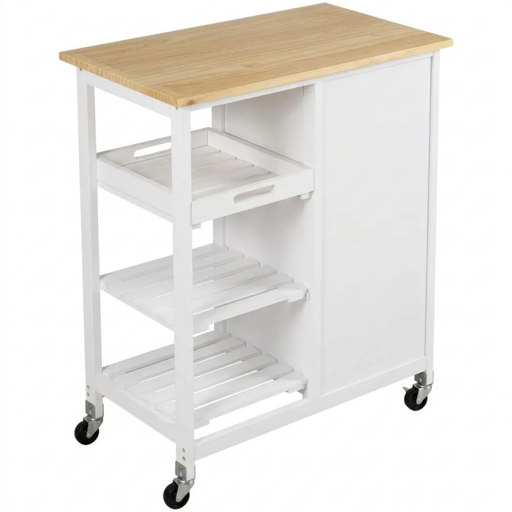 Carrito de Cocina Auxiliar con Cajones y Estantes Abiertos
