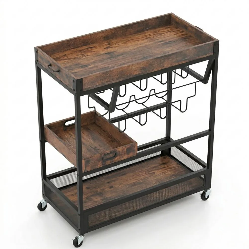 Carro de Cocina Industrial con Ruedas y Bandeja Desmontable